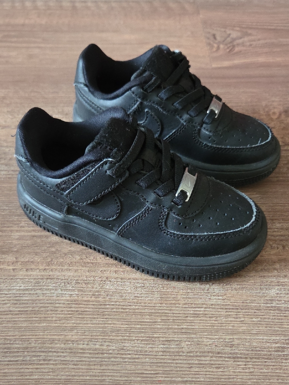 Kids All-Black Air Force One Casual Sneakers